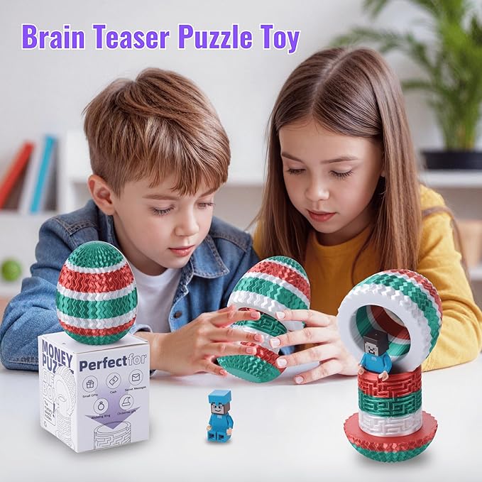 Maze Egg Money Puzzle Gift Box: Available in 4 Unique Internal Designs - Secret Cash Holder & Surprise Gift Container for Easter, Birthday, Wedding - Fun Brain Teaser Toy for Kids & Adults