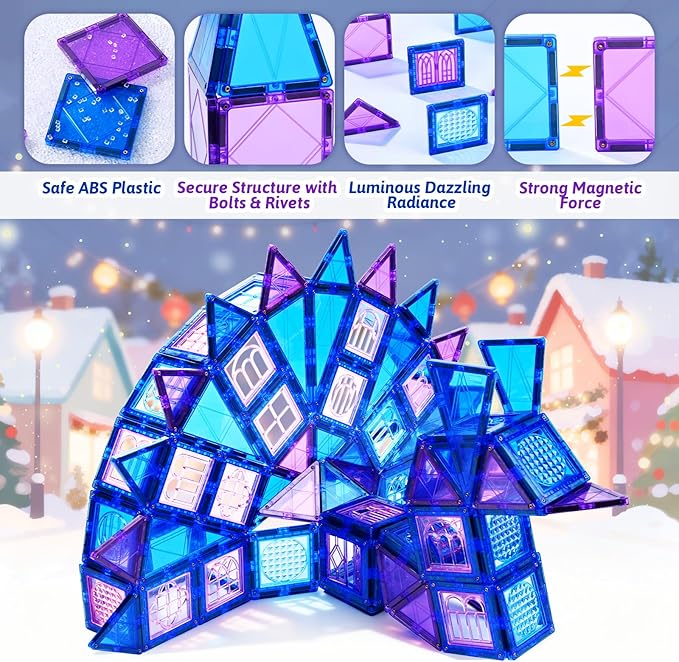 MAGBLOCK Magnetic Tiles Building Blocks Set, 102PCS Stronger Magnets Toddler Toys for Kids 3-8 Year Old Girls & Boys Gifts, Perfect STEM Educational Sensory Toys for Preschool Learning