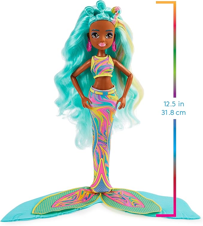 MERMAID HIGH, Spring Break Oceanna Mermaid Doll & Accessories with Removable Tail and Color Change Hair Streaks, Kids Toys for Girls Ages 4 and up
