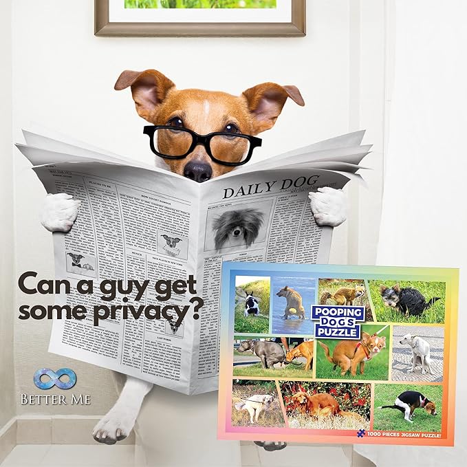 Pooping Dogs 100-Piece Puzzle for Kids - Funny Pooping Puppies Jigsaw Puzzle, Great Gift for Dog Lovers & Puppy Owners (100 Large Pieces)
