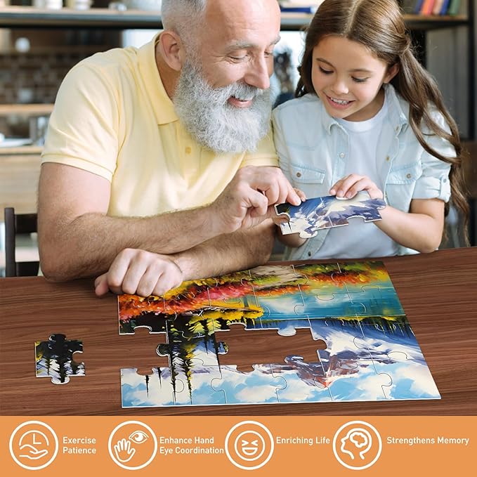 6 Pack Large Piece Puzzles for Seniors, 24 Piece Dementia Puzzles for Elderly Penguin Sea Turtle Deer Jigsaw Puzzle Alzheimer's Dementia Products Products for Adult Cognitive Gifts Toy for Men Women