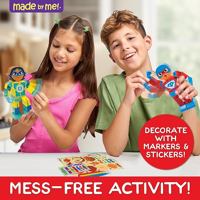 Made By Me Build & Paint Your Own Wooden Toys, DIY Wood Craft Kit, Easy to Assemble, Superhero Action Figures