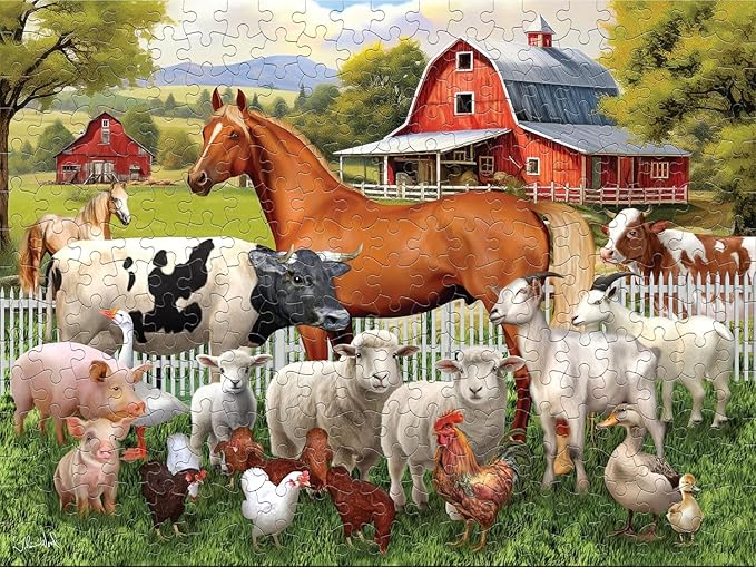 Ceaco - Tom Wood - Farm Animal Friends - 300 Oversized Piece Jigsaw Puzzle