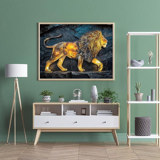 500 Piece Puzzles for Adults, Lion Jigsaw Puzzles 500 Pieces - Amber King, Impossible Puzzle for Home Decor, Finished Size 20.47 * 14.96”, with 1:1 Poster, Letter on The Back