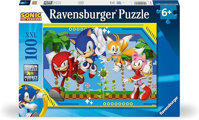 Ravensburger - Sonic The Hedgehog - 100 Piece Jigsaw Puzzle - XXL Pieces for Easy Assembly - Exciting, Bold Image of Sonic & Friends - Premium Quality - Ideal Gift - Screen-Free Fun - Children Age 6+