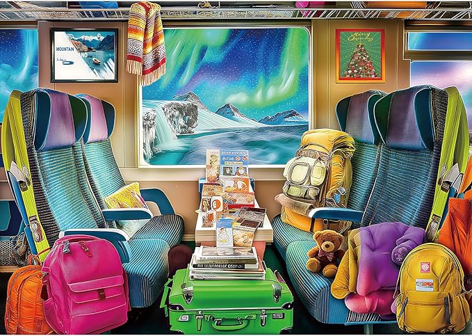 Aurora Polar Express Journey 1000 Piece Puzzle for Adults, Fun Puzzles for Adults 1000 Pieces with HD Print & Poster, 27.5 * 19.7 in Dust Free, for Gifts Halloween Christmas Family Games Lovers