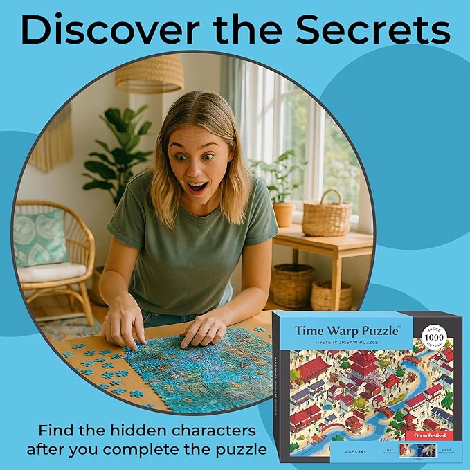 Time Warp Puzzle Series 1 – Day to Night Hidden Scene | 1000 Piece Jigsaw Puzzle for Adults | Discover a Story That Transforms as You Build | Giftable Magic Puzzle Art (Obon Festival)