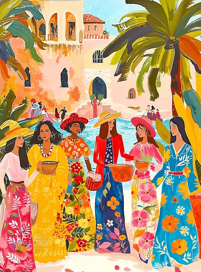 Cross & Glory - Saharan Sun: Fashion Under The Palms - 1000 Piece Jigsaw Puzzle for Adults | Moroccan Desert Theme | Vibrant Colors | Ideal for Adult Puzzle Enthusiasts