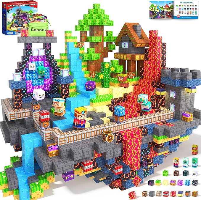Coodoo 150PCS Magnetic Blocks, Build Mine Magnet World Set, Toddler Outdoor Toys STEM Construction Building Blocks Toy, Magnetic Tiles Sensory Kids Toys for 3+ Year Old Kids Boys Girls Ages 3 4 5 6