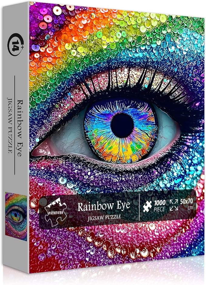 Impossible Puzzle for Adults 1000 Pieces, Diamond Eye Abstract Art Puzzle Colorful, Rainbow Crystal Hard Challenge Jigsaw Puzzle