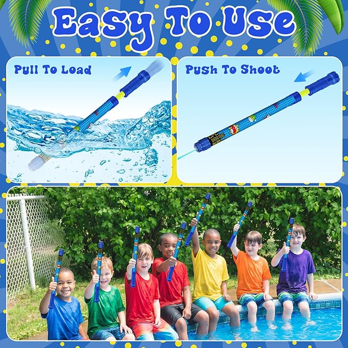 12 Pcs Comics Party Favors, 15'' Water Guns Bulk for Kids Water Squirt Blasters Guns, Summer Activity Swimming Pool Backyard Beach Outdoor Toys for Kids Adults, 39 ft Range Shooter