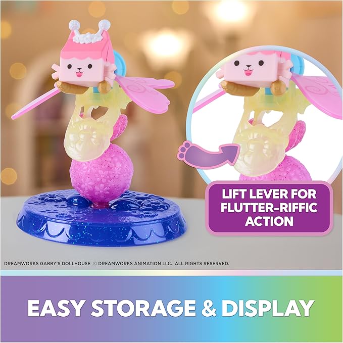 Gabby's Dollhouse Fairylandia, Baby Box & Mercat Flutter-riffic Fairy Rings 2-Pack with Display Stands, Kids Toys for Girls & Boys Ages 3 and Up