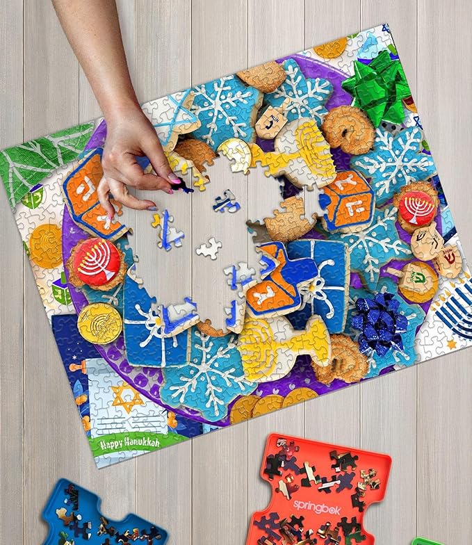 Springbok Hanukkah Cookies 500 Piece Jigsaw Puzzle for Adults and Family - Unique Cut Pieces - Made in USA