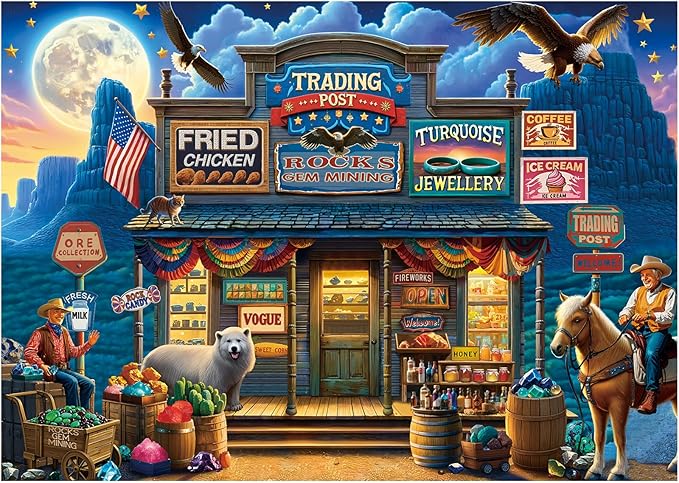 Rocorose Jigsaw Puzzle 1000 Pieces for Adults, Trading Post Puzzle Challenging Game Nights for Family Party Holiday Jigsaw Puzzle Home Decor