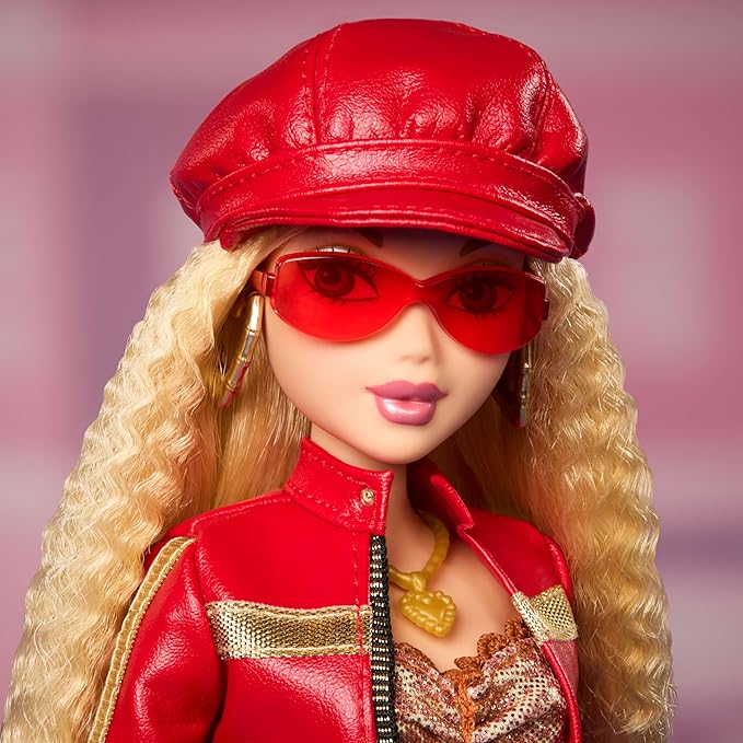 Barbie Signature My Scene Doll & Accessories, in Y2K-Inspired Outfit with Pleather Jacket, Flare Pants, Saddle Bag & Display Stand
