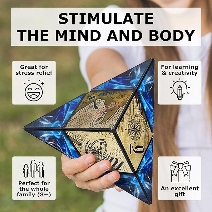 Shashibo Shape Shifting Box - STEM Fidget Toy with Ultra Strong Magnets - Sensory Puzzle Cube Transforms Into 100+ Shapes, Easter Basket Stuffers Gift for Kids, Teens, and Adults (Tales of Ovirnia)