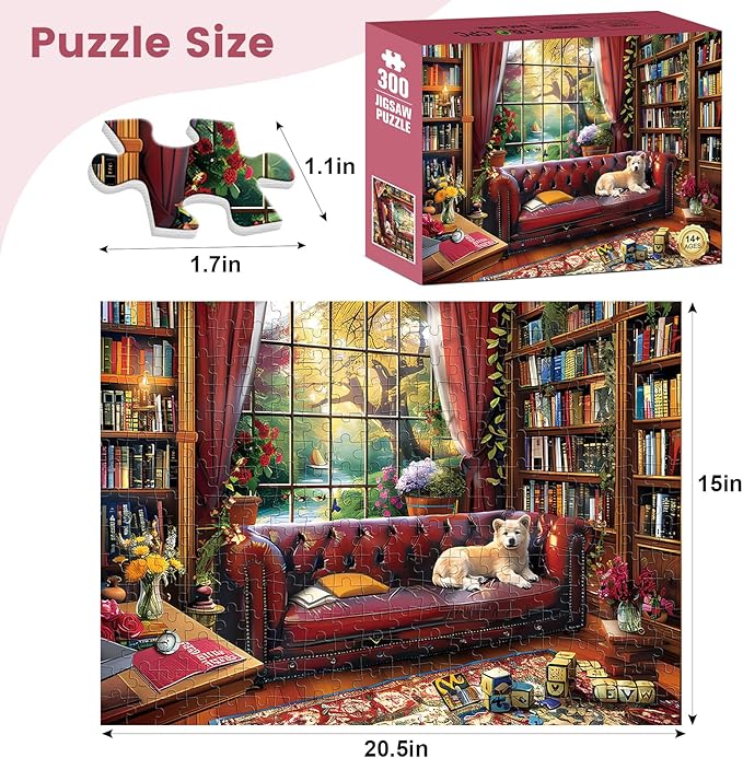 300 Pieces Puzzle for Adults - 300 Piece Children Puzzle - Dog Puzzles,Landscape Jigsaw Puzzles - Creative Play & Holiday Party Gifts-Fun and Challenging Family Game, 20.5x15 in
