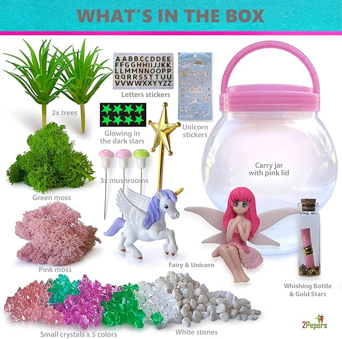 Fairy & Unicorn Nightlight Arts and Crafts for Girls Age 4 5 6 7 8 Years Old, DIY Kids Crafts Terrarium Kit, Best Birthday Presents & Easter Gifts for Girls