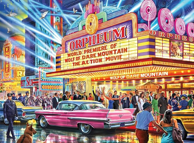 Buffalo Games - Night and Day - Steve Crisp - 1960's Cinema - 1000 Piece Jigsaw Puzzle for Adults - Challenging Puzzle Perfect for Game Nights - Finished Size is 26.75 x 19.75