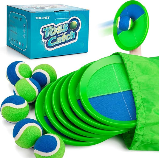 Toss and Catch Ball Set Upgraded - Beach Toys Outdoor Games Baseball Games - Sturdy & Water-Resistant Great for Pool Yard - Classic Gift for Toddlers Kids Boys Girls 3 4 5 6 7 8 9 10 11 12+ Years Old