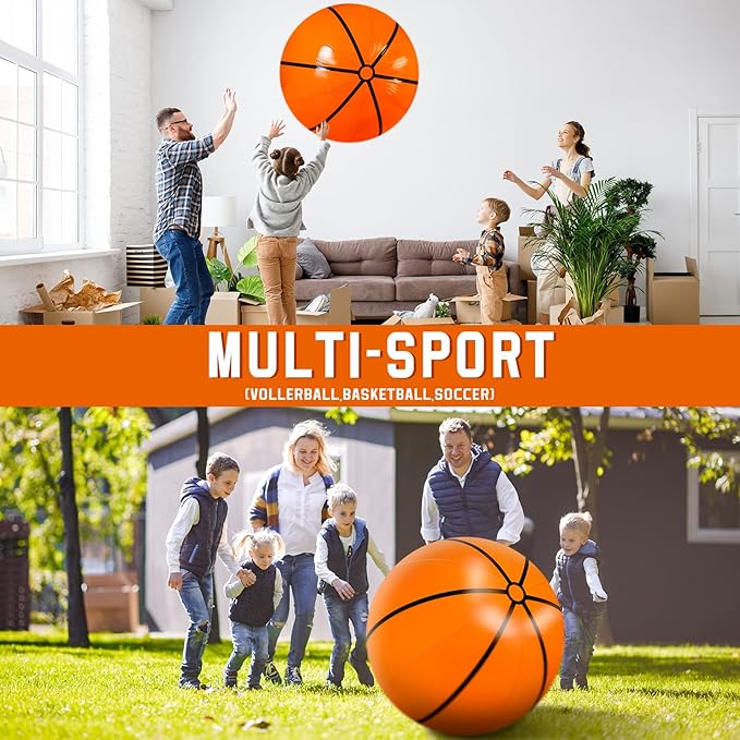 Meooeck 2 Pcs 27 Inch Inflatable Basketball Large Basketball Party Decorations Giant Inflatable Balls for Outdoor Activity Games Sports Event Birthday Party Supplies