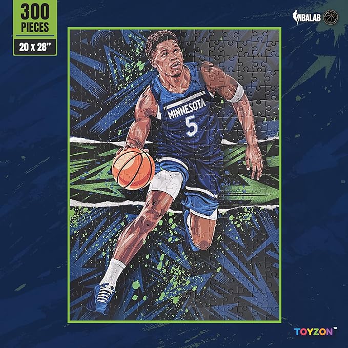 NBA Court Legends 300pc Anthony Edwards Jigsaw Puzzle for Kids & Adults, Premium Basketball Puzzle Game, Family Activity, Collector Gift for NBA Fans, Game Room or Home Display