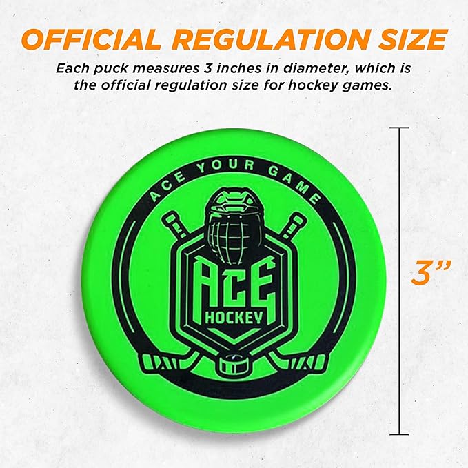 ACE HOCKEY Foam Pucks - Set of 6 Indoor Knee Hockey Pucks - Soft Hockey Pucks, Official Regulation Size 3" Floor Hockey Pucks - Rainbow Colors