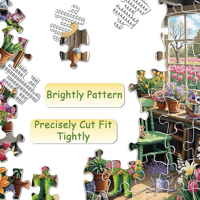 Flower Plant Garden Puzzle 1000 Pieces for Adults, Colorful Greenhouse Jigsaw Puzzle Botanical, Challenging Floral Room Puzzle as Wall Decor