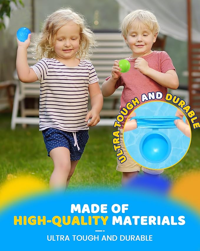 Tlitlimom Reusable Water balloons, Summer Toy Water Toy for Boys and Girls, Pool Beach Toys for Kids ages 3-12, Outdoor Activities Water Toys Self Sealing Water Splash Ball for Fun (24Pack)