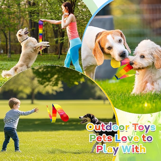 18 Pcs 37.4 Inch Throw and Catch Balls with Rainbow Tail Soft Sports Comet Balls Colorful Playground Toys Bulk for Kids Adults Physical Equipment for Indoor Outdoor School Classroom Beach Fun Games