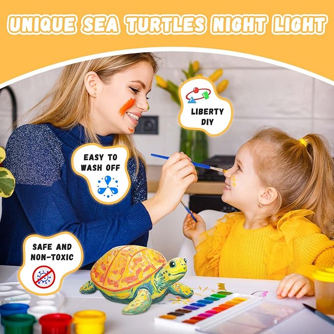 Paint Your Own Turtle Lamp Kit, Arts and Crafts for Kids Ages 8-12, Arts and Crafts for Kids 4-6, DIY Turtle Gifts for 10 Year Old Girl, Art Supplies for Girls Boys Birthday Ages 3 4 5 6 7 8 9 10 11+