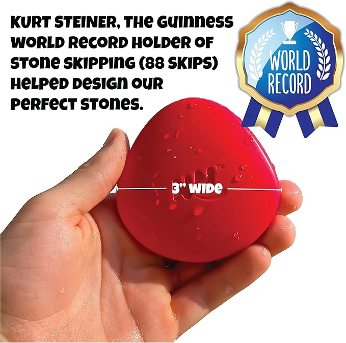 Skip NN' 8X Skipping Stonnes Targets NOT Included | Pool Toys Hole Skipping Stones Meets Cornhole Game Mode | Fun for The Pool, Lake, Beach| (Qty 8X RED/Blue Stonnes)