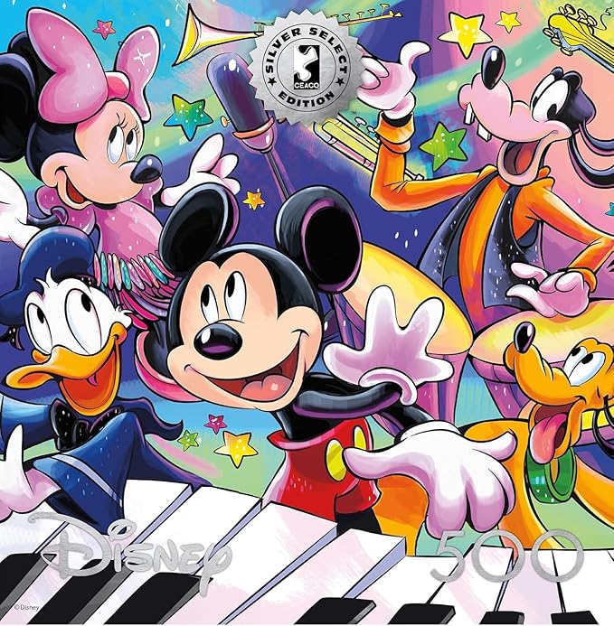 Buffalo Games Silver Select Mickey’s Music Jigsaw Puzzle, 500 Piece Puzzle for Adults, Mickey Mouse Disney Art, Premium Giftable Box