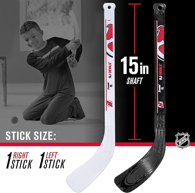 Franklin Sports NHL Mini Hockey Set - Kids Indoor Knee Hockey Goal, Ball, + 2 Stick Combo - Youth Team Indoor Toy Set - Official - Ages 3+