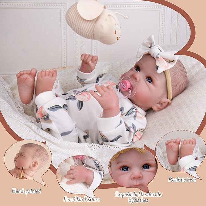 Milidool Lifelike Reborn Baby Dolls Girl - 20 Inch Realistic Newborn Baby Dolls with Poseable Body, Real Life Baby Dolls with Accessories for 3+ Year Old Girls Gifts, Pretend Play, Collection