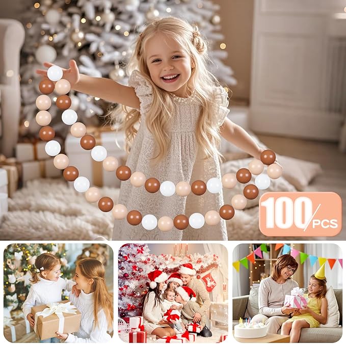 GOGOSO Ball Pit Balls for Toddler, Baby Plastic Playballs Kids Soft Pastel Pelotas Non-Toxic BPA-Free,Cream Coffee+Khaki+White,100 Balls