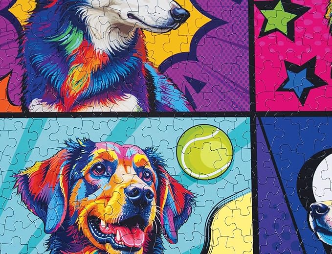Springbok Pop Art Pups 1000 Piece Jigsaw Puzzle for Adults - Funny Dog Puzzle - Unique Cut Pieces - Made in USA