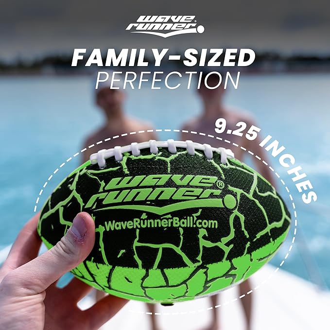 Wave Runner Grip It, Size 9.25in - Water Football, Beach Toys, Kids Outdoor Games for Summer | Pool Toys Football - Special Grip Pattern, Double Laced, Lightweight, All Weather Fun Water Toy