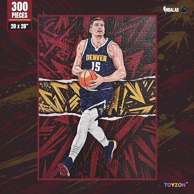 NBA Court Legends 300pc Nikola Jokic Jigsaw Puzzle for Kids & Adults, Premium Basketball Puzzle Game, Family Activity, Collector Gift for NBA Fans, Game Room or Home Display
