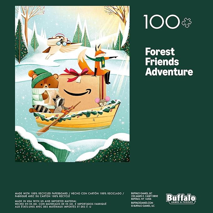 Amazon Holiday Puzzle - 100 Piece Jigsaw Puzzle from Buffalo Games - Forest Friends Adventure - Family Game Night Puzzle Fun - Finished Size is 15 x 11