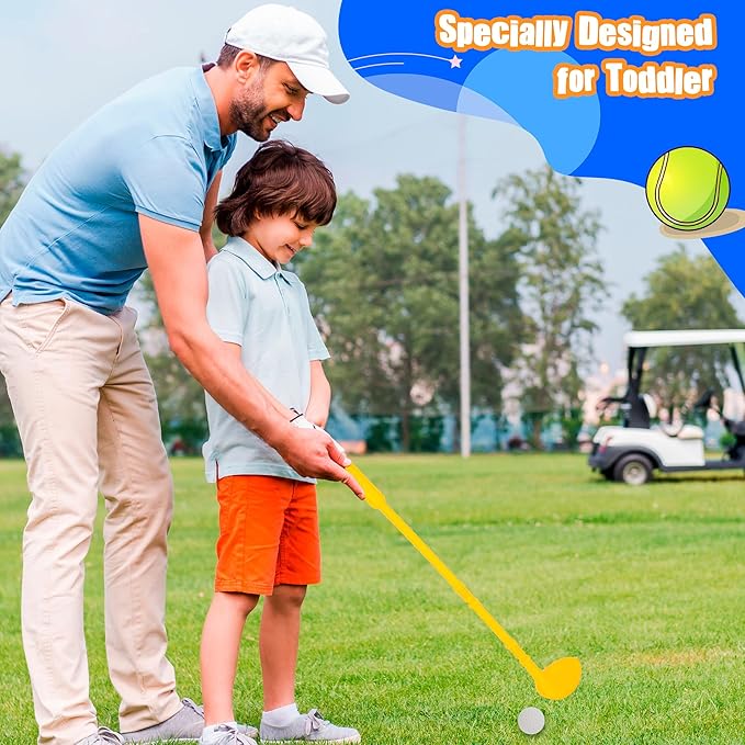 Toddlers Plastic Golf Set Mini Golf Clubs for Kids Include 9 Golf Clubs and 18 Balls for Outdoor Indoor Birthday Christmas Party Gifts, 3 Colors