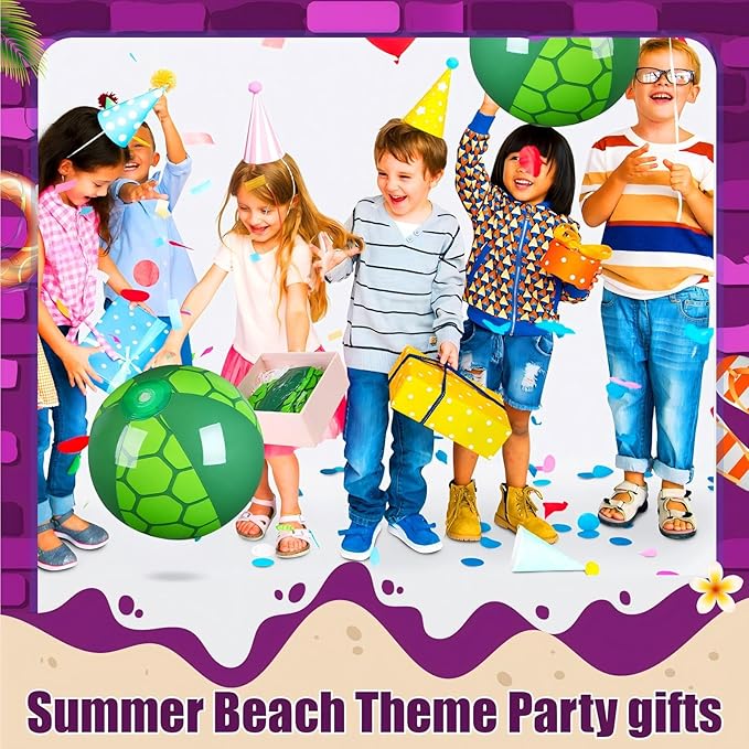 Leyndo 2 Pack Turtle Themed Beach Ball for Kids 11.81" Bulk for Summer Pool and Beach Game Gifts and Turtle Birthday Party Favors Supplies and End of The Year Class Party Decoration Favors