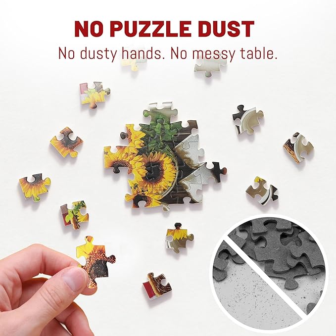 BenBen 500 Piece Puzzles for Adults, Spring Picnic Jigsaw Puzzles with Patterns on Back, Challenging Puzzles for Family Game Night Home Décor