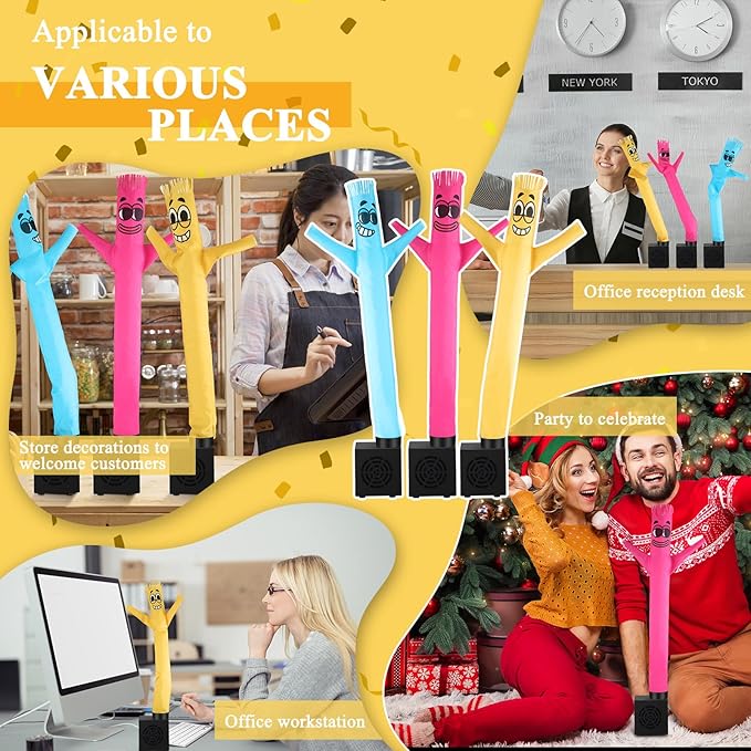 Poen 3 Pcs Mini Inflatable Tube Man White Elephant Gift Funny Gag Birthday Wacky Waving Inflatable Guy with Blower Desktop Mini Dancer Gift for Women Party Decoration(Humour)