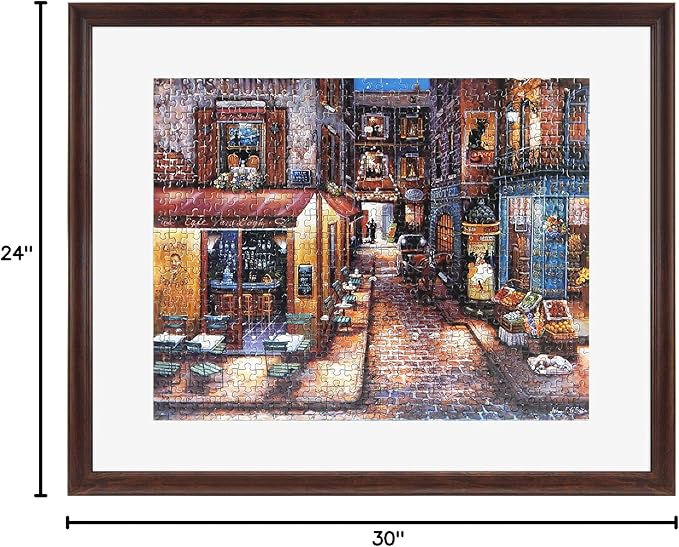 MCS 24x30 Puzzle Frame for Finished Puzzles, Walnut Woodgrain Vertical & Horizontal Wall-Mounted Large Picture Display for Preservation (1-Pack)