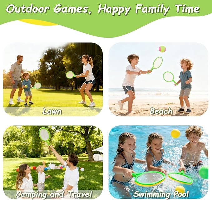 Double the Fun, 2-in-1 Toss and Catch Game with Dual-Sided Paddles, Ultimate Outdoor Activity Set for Kids 3+ Family. Perfect Outside Toy for Beach, Yard, Camping, an Engaging Gift for Boys and Girls