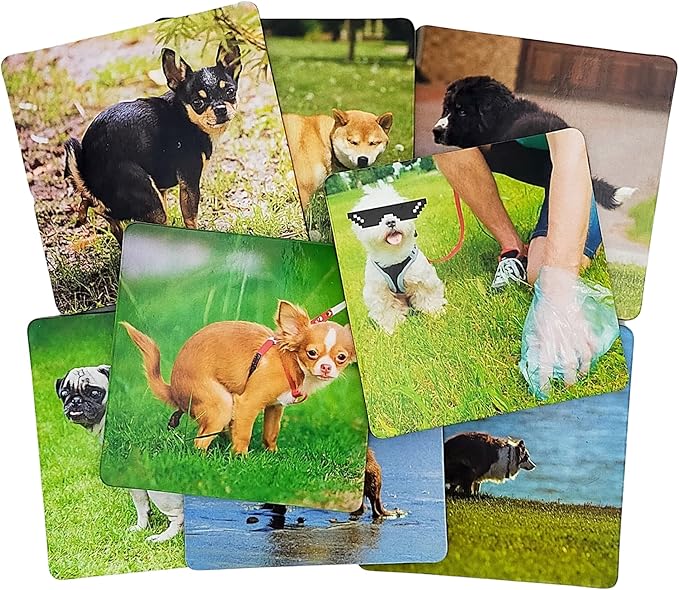 8 Pooping Dogs Funny Coasters for Drinks - Absorbent Cork Base Home Decor Coaster Set for Tabletop Protection, Dog Decor for Dog Lovers, Hilarious Drink Coasters Set Gag