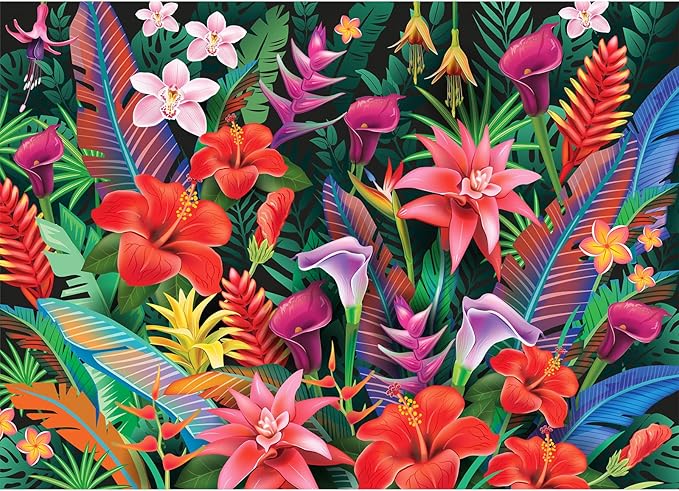 Jigsaw Puzzles for Adults 1000 Pieces, Interlock Perfectly Letter on Back No Dust, Home Decor Birthday Party Gift Toy for Men Women Elders Seniors, 1:1 Poster - Flowers Bloom