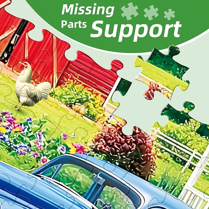 Puzzles for Adults 500 Pieces,Farm Horse Puzzle for Adult,Flowers Rooster Barn Truck Themed Jigsaw Puzzle,Country Life Puzzle for Seniors,Puzzles for Family Game Nights, 20.5x15 in