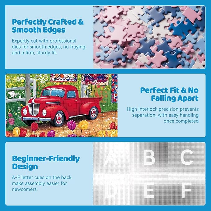 300 Piece Jigsaw Puzzle for Adults – Spring Farmyard Delight with Quilts & Tulips– Challenging and Relaxing Puzzle for Game Nights, Gifts & Home Décor (20.5" × 15")